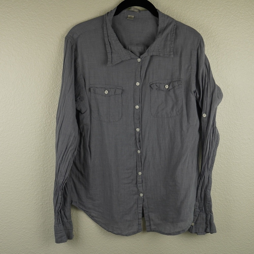 Horny‎ Toad Button Up Shirt Women Medium Gingham Plaid Long Sleeve Outdoor Coast